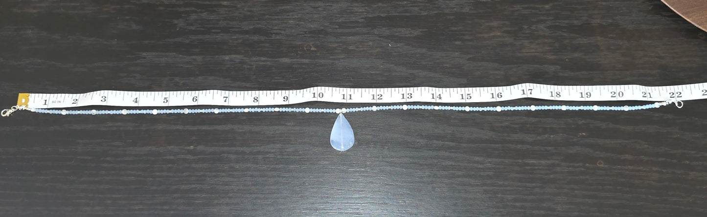 Blue Lace Agate Teardrop Necklace