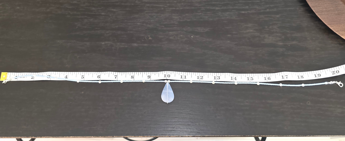 Blue Lace Agate Teardrop Necklace
