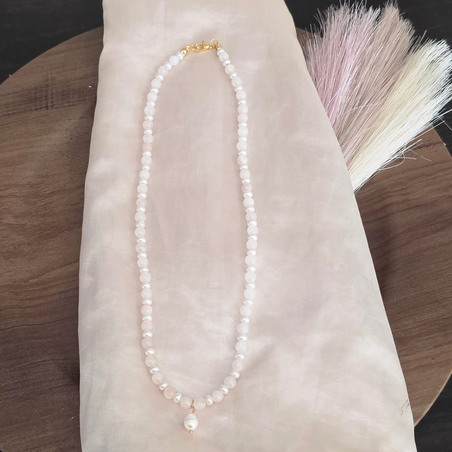 Pink and white necklace