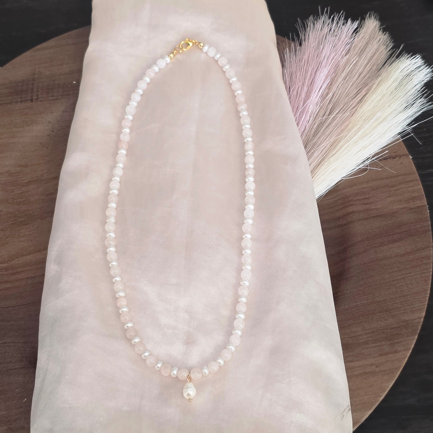 Pink and white necklace