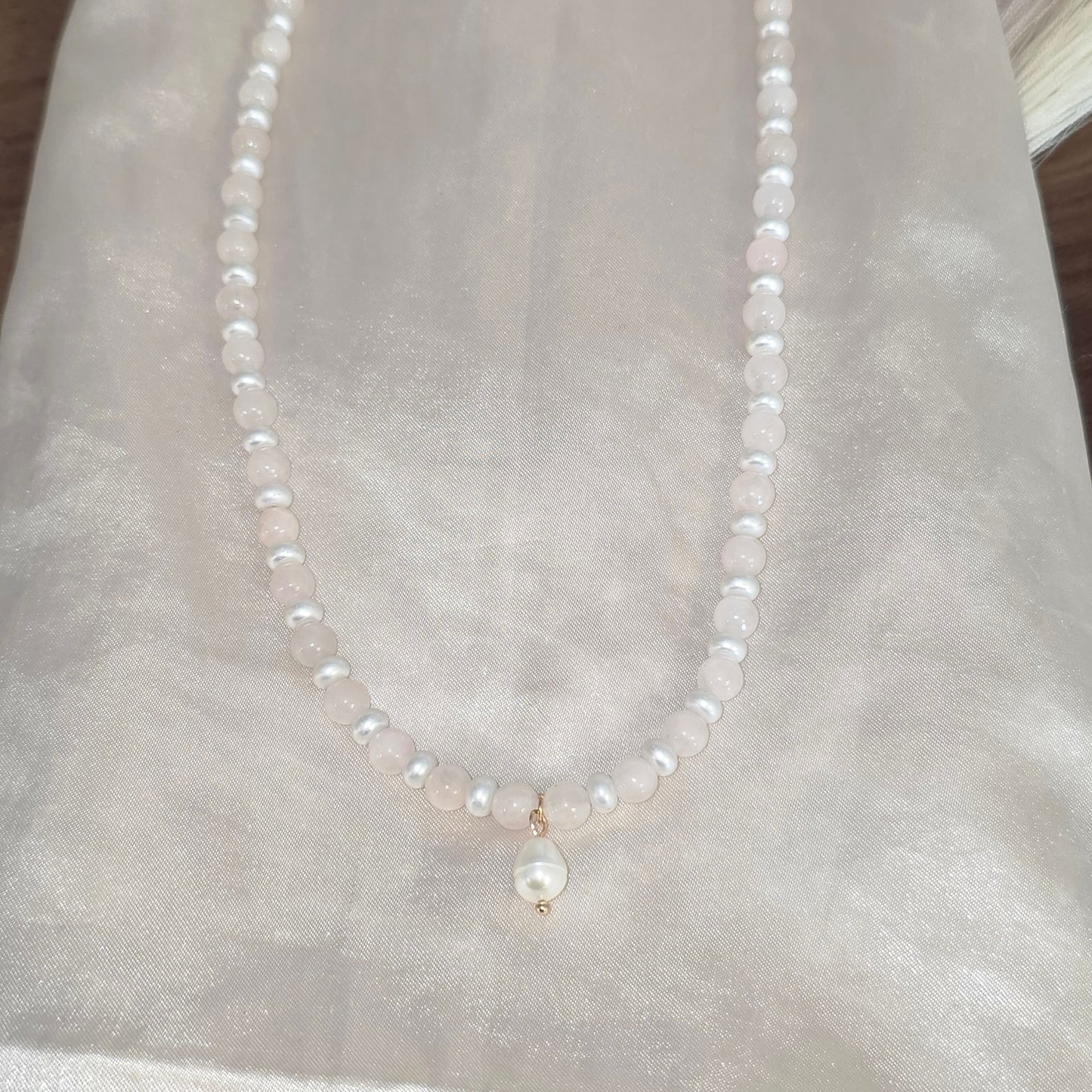 Pink and white necklace