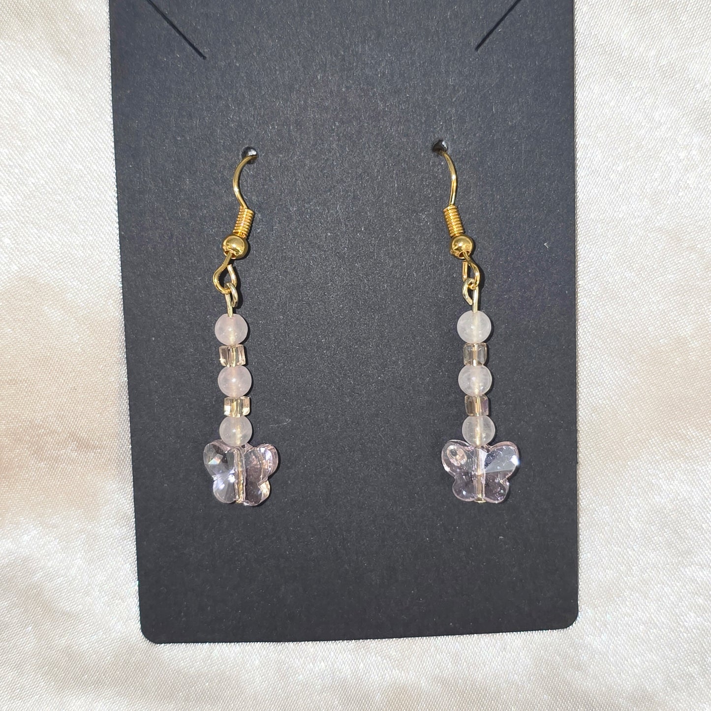 Pink butterfly earrings