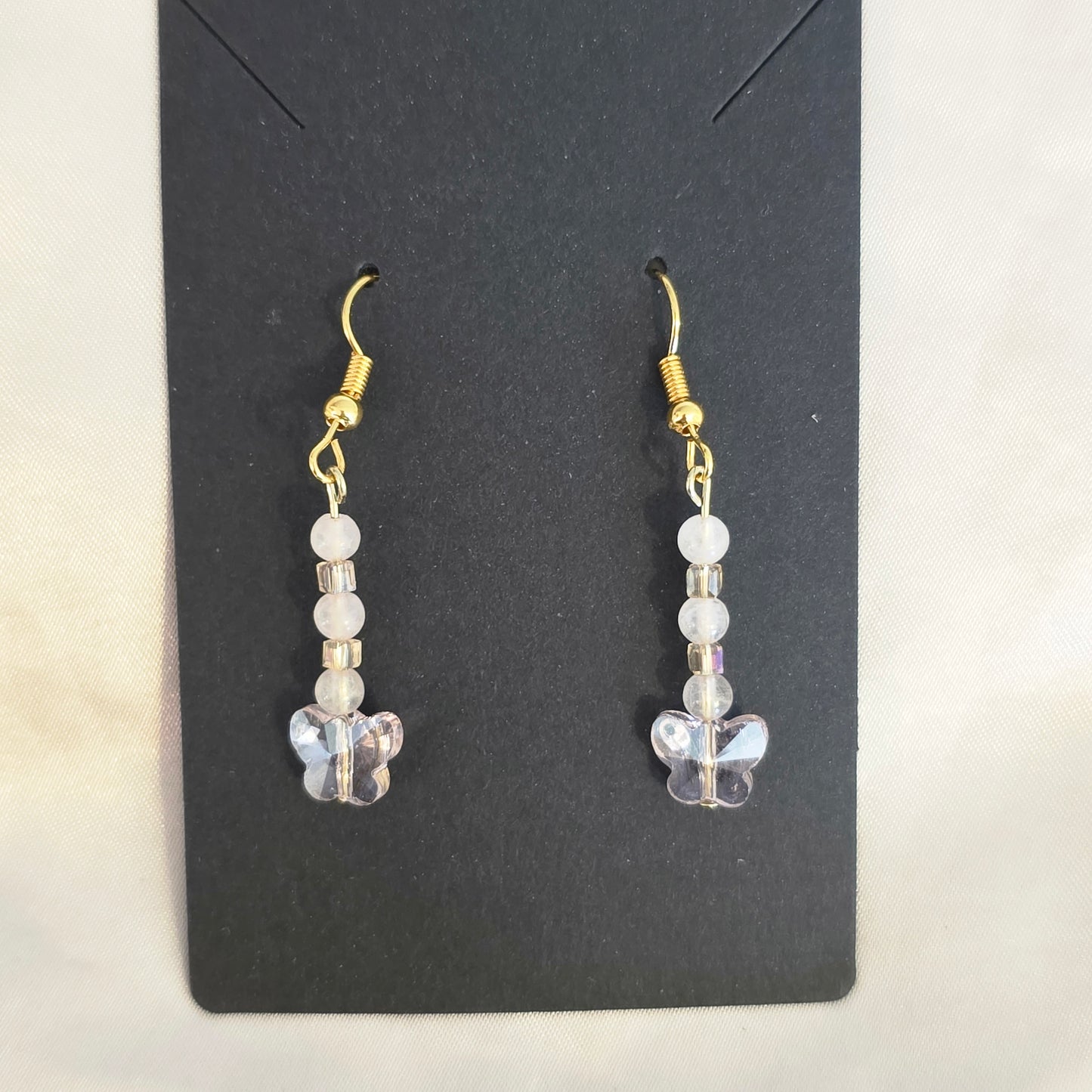 Pink butterfly earrings
