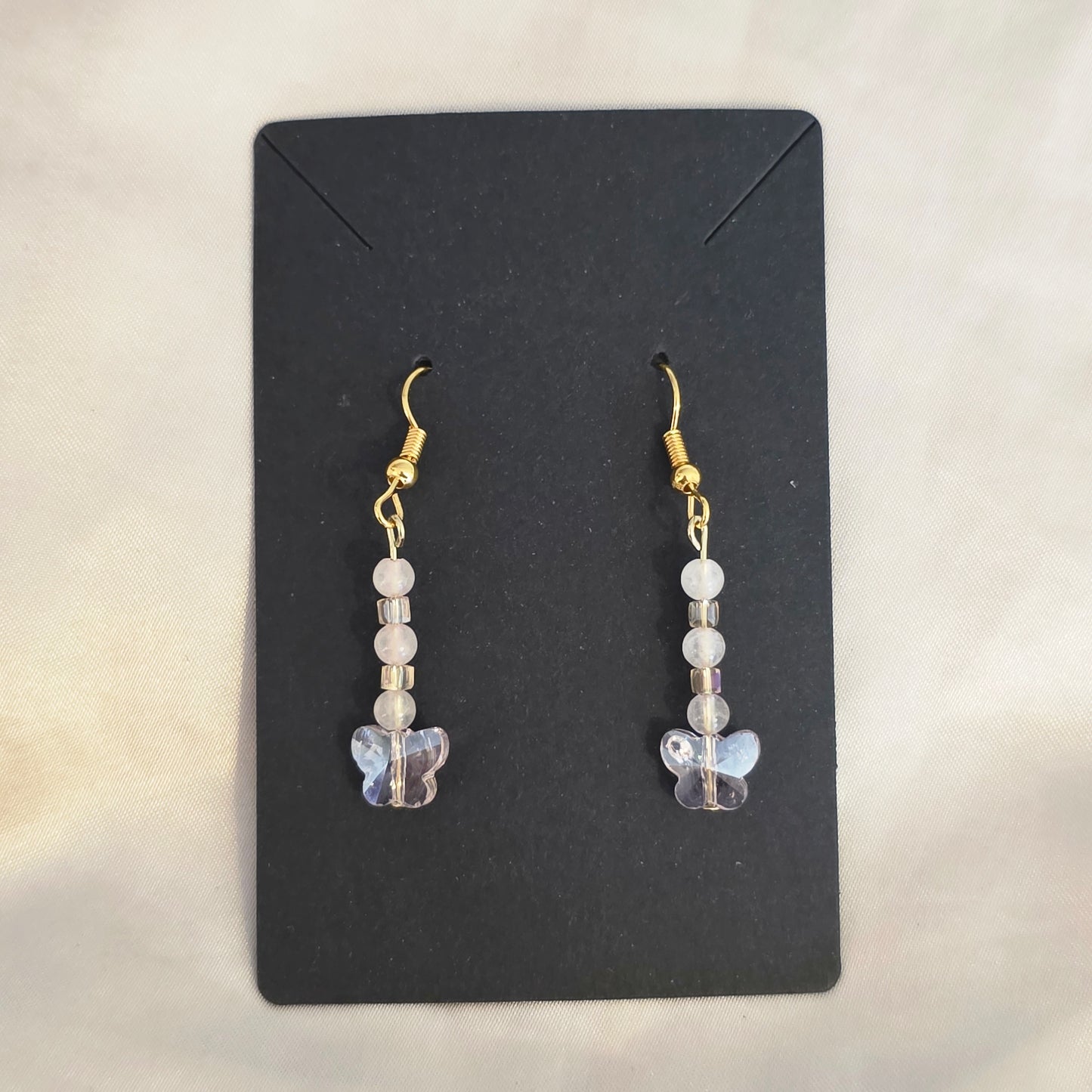 Pink butterfly earrings