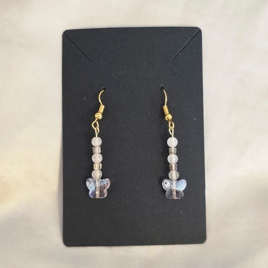 Pink butterfly earrings