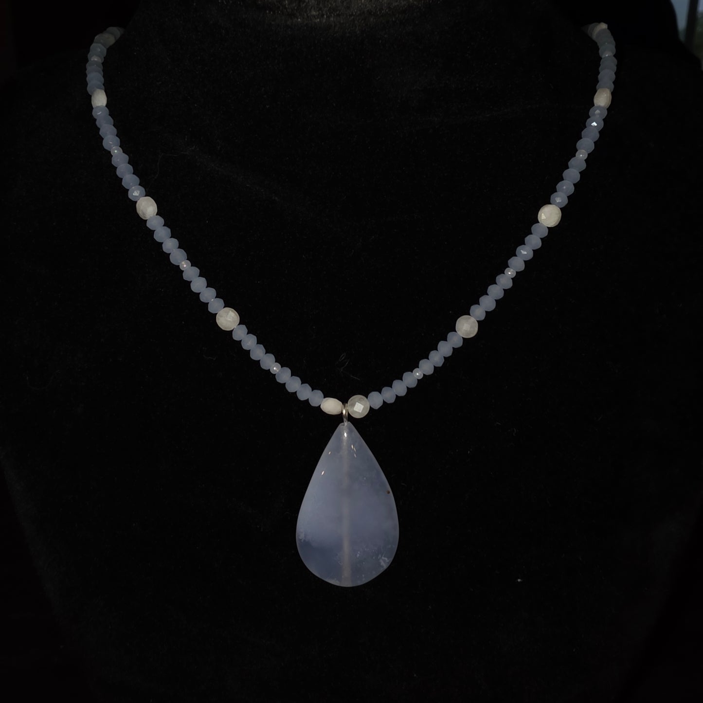 Blue Lace Agate Teardrop Necklace
