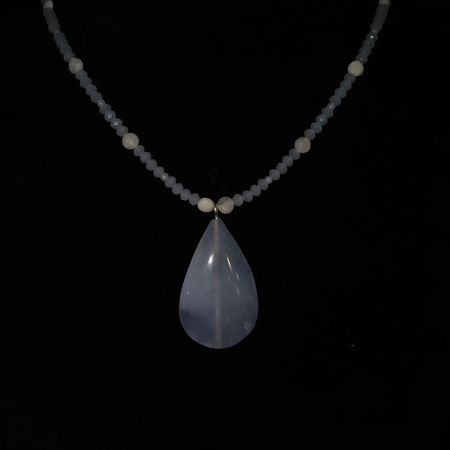 Blue Lace Agate Teardrop Necklace