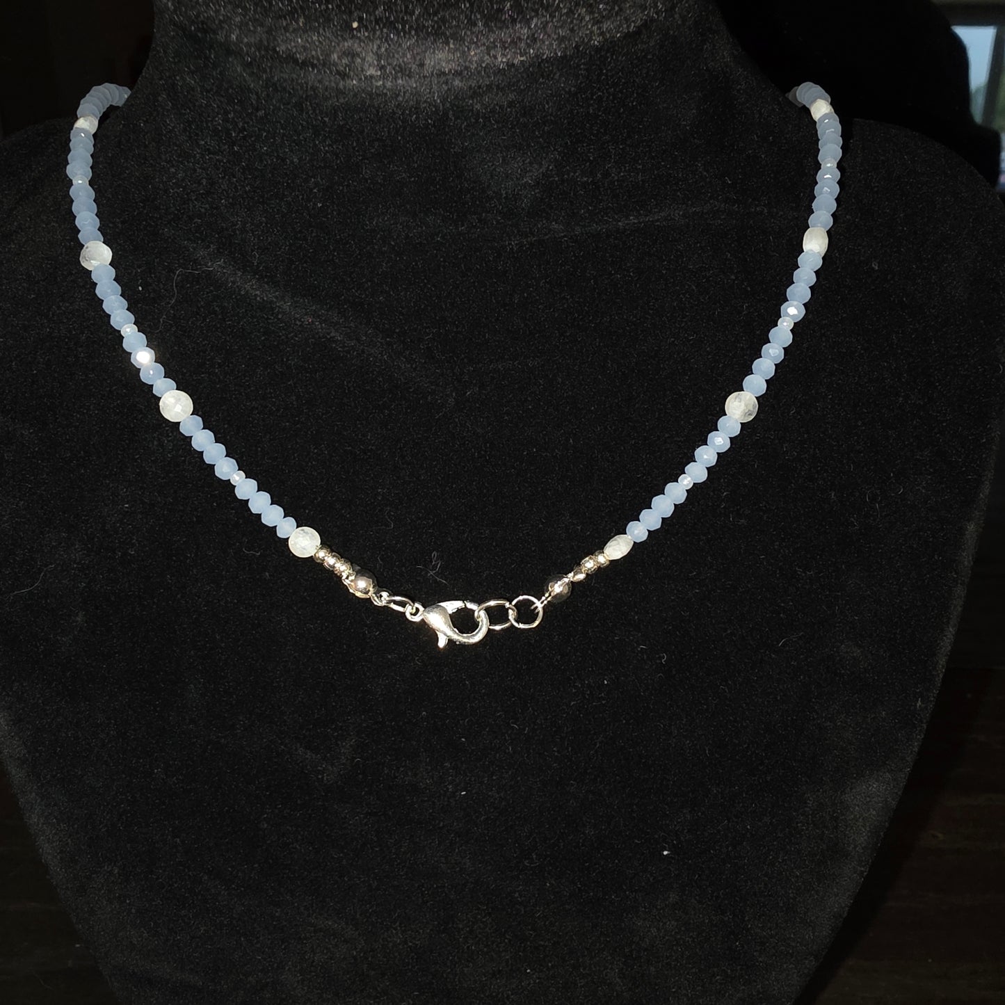 Blue Lace Agate Teardrop Necklace